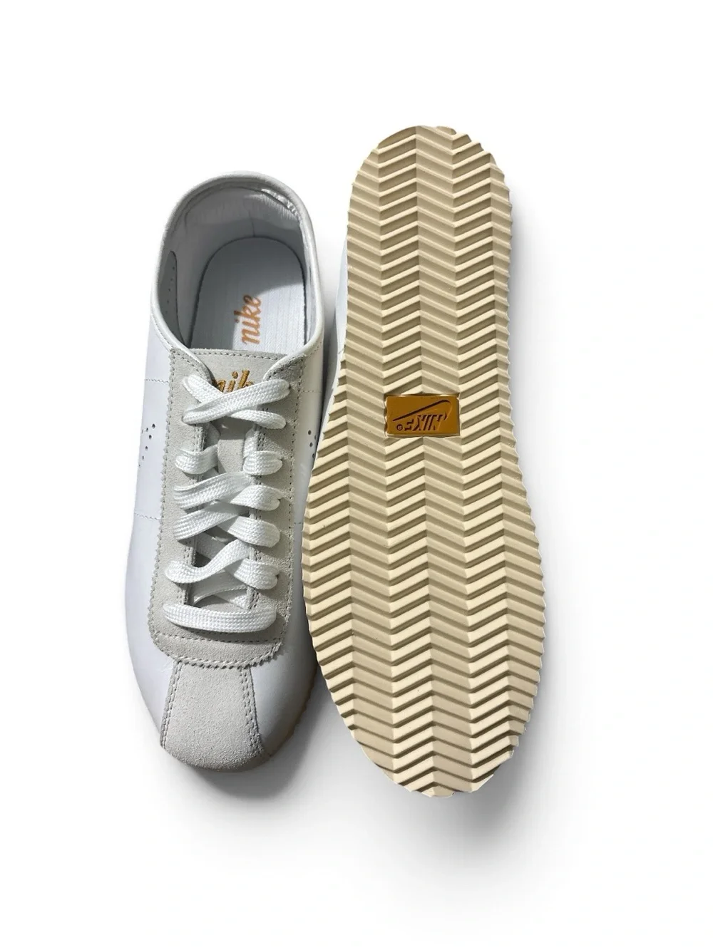 Women's Nike Cortez LT White Bronze Light Bone Perforated Leather HQ1841-100